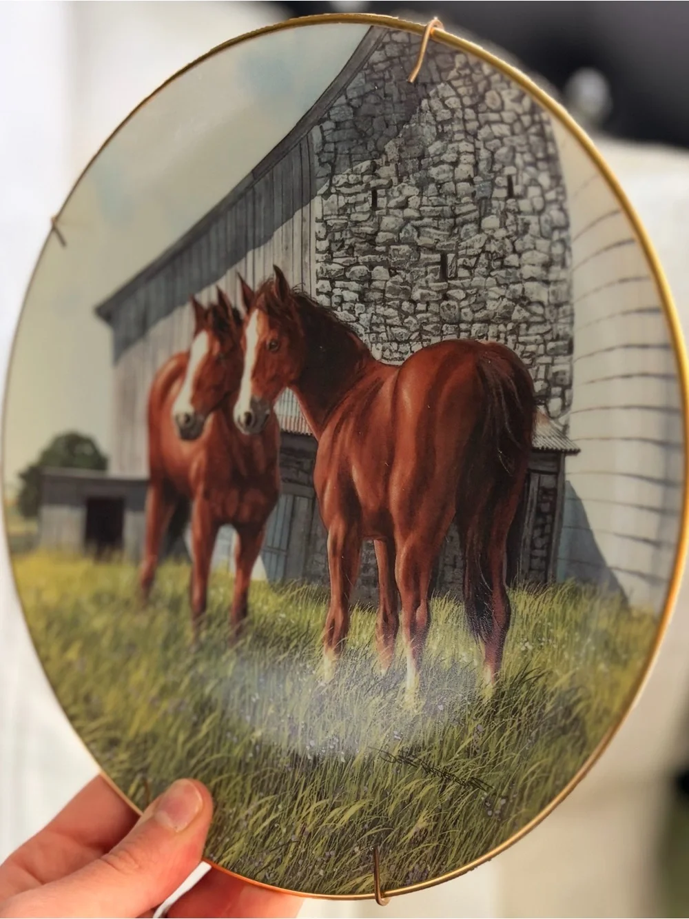 Western Cottage The Yearlings Chestnut Horses Decorative Wall Plate Danbury Mint